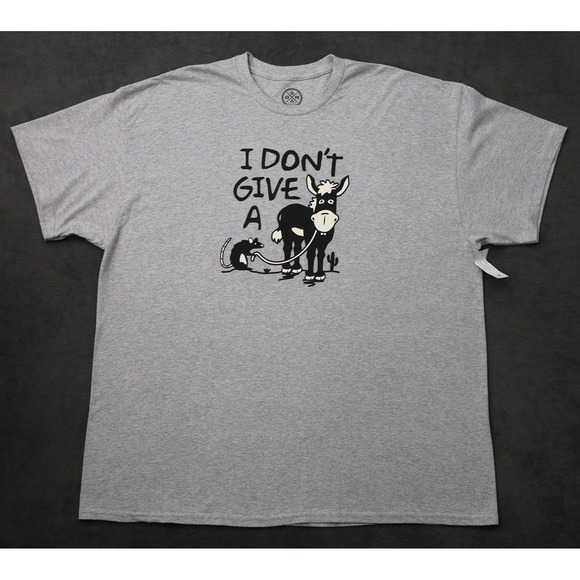 Dom Other - DOM Mens I Don't Give A Donkey Rat Graphic T-Shirt Gray 2XL Humor Tee